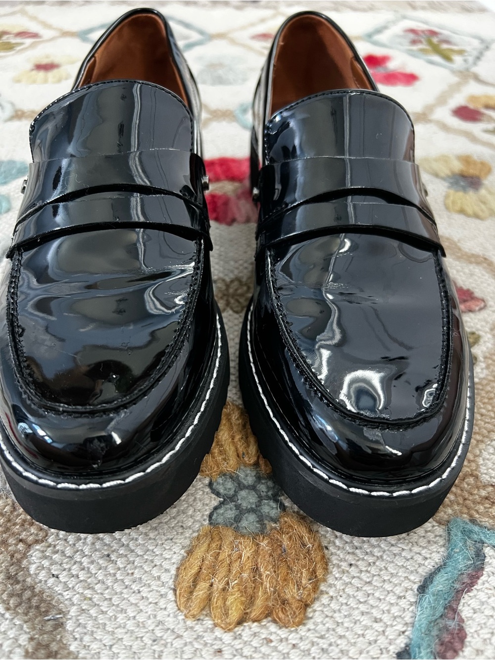Franco Sarto Black Patent Penny Loafers - Picture 3 of 11